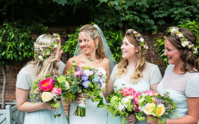 Colourful Shustoke Farm Barn Wedding with a Vintage Red Bus